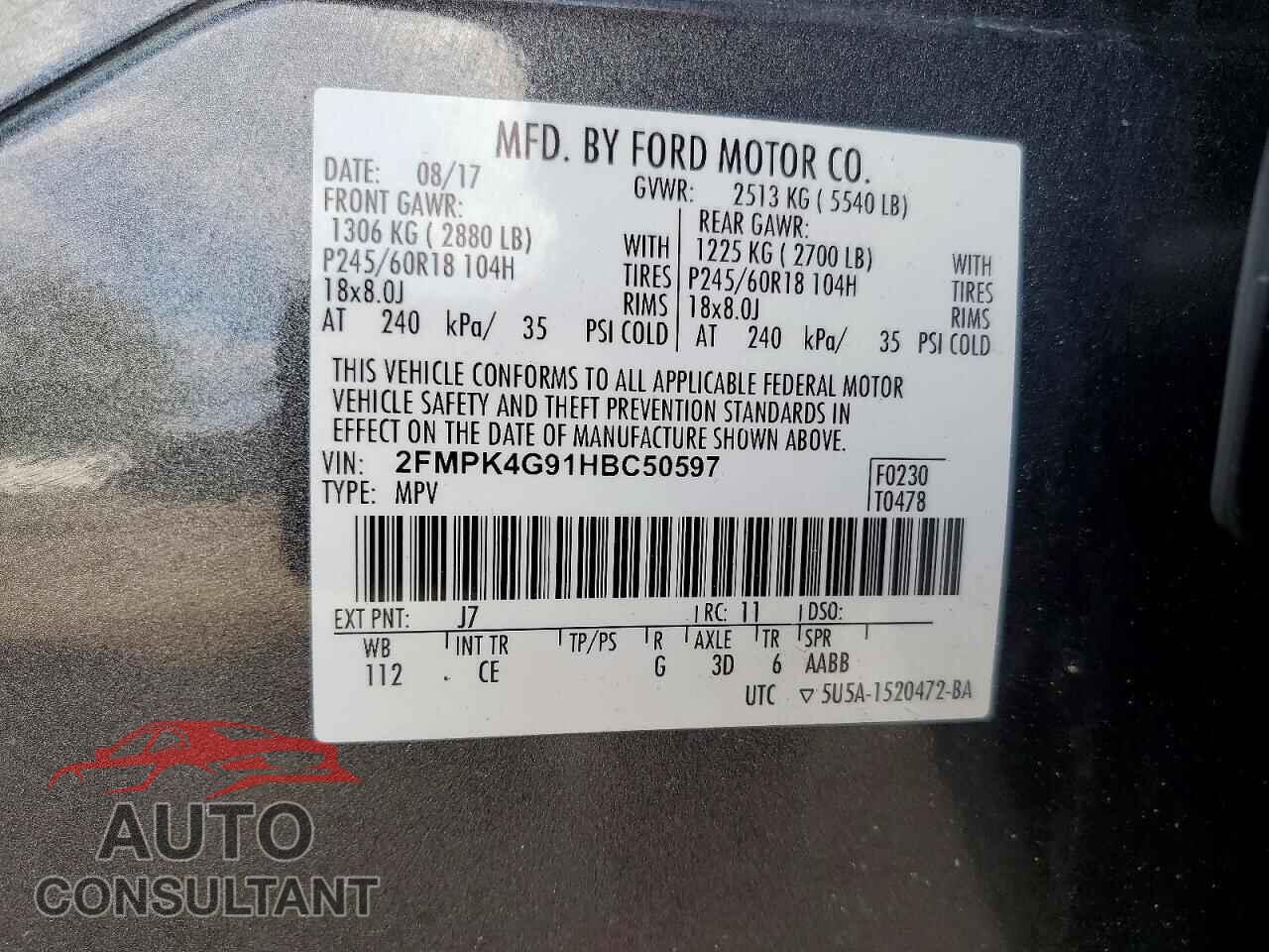 FORD EDGE 2017 - 2FMPK4G91HBC50597