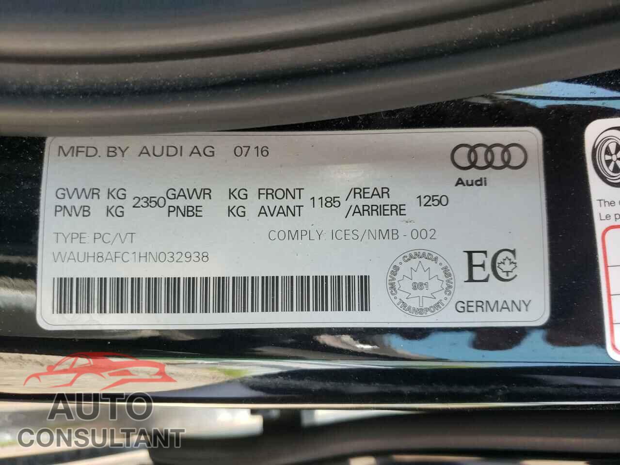 AUDI A6 2017 - WAUH8AFC1HN032938
