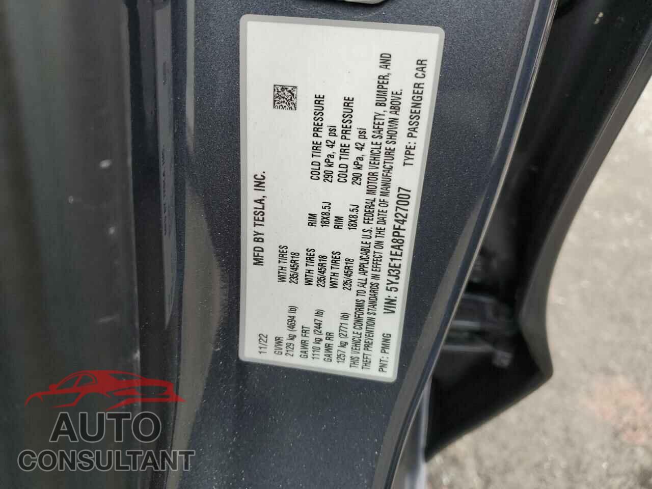 TESLA MODEL 3 2023 - 5YJ3E1EA8PF427007