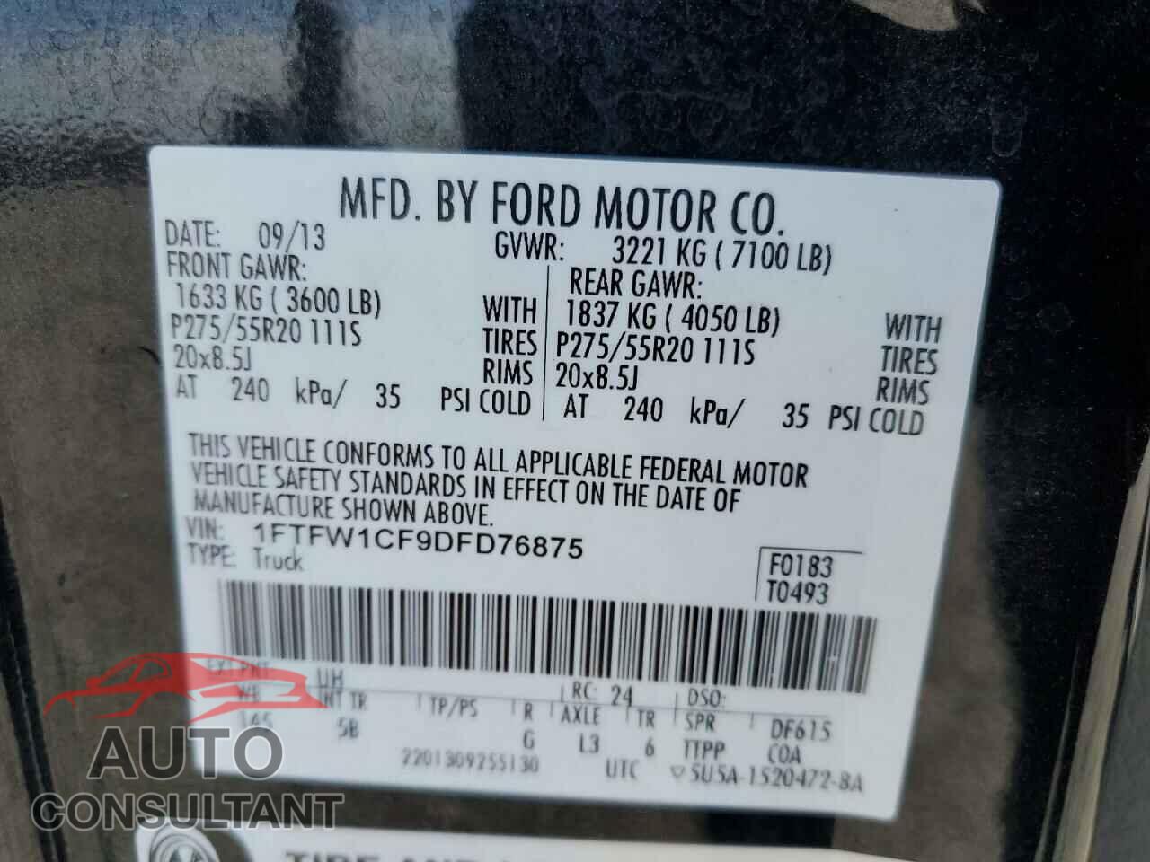 FORD F-150 2013 - 1FTFW1CF9DFD76875