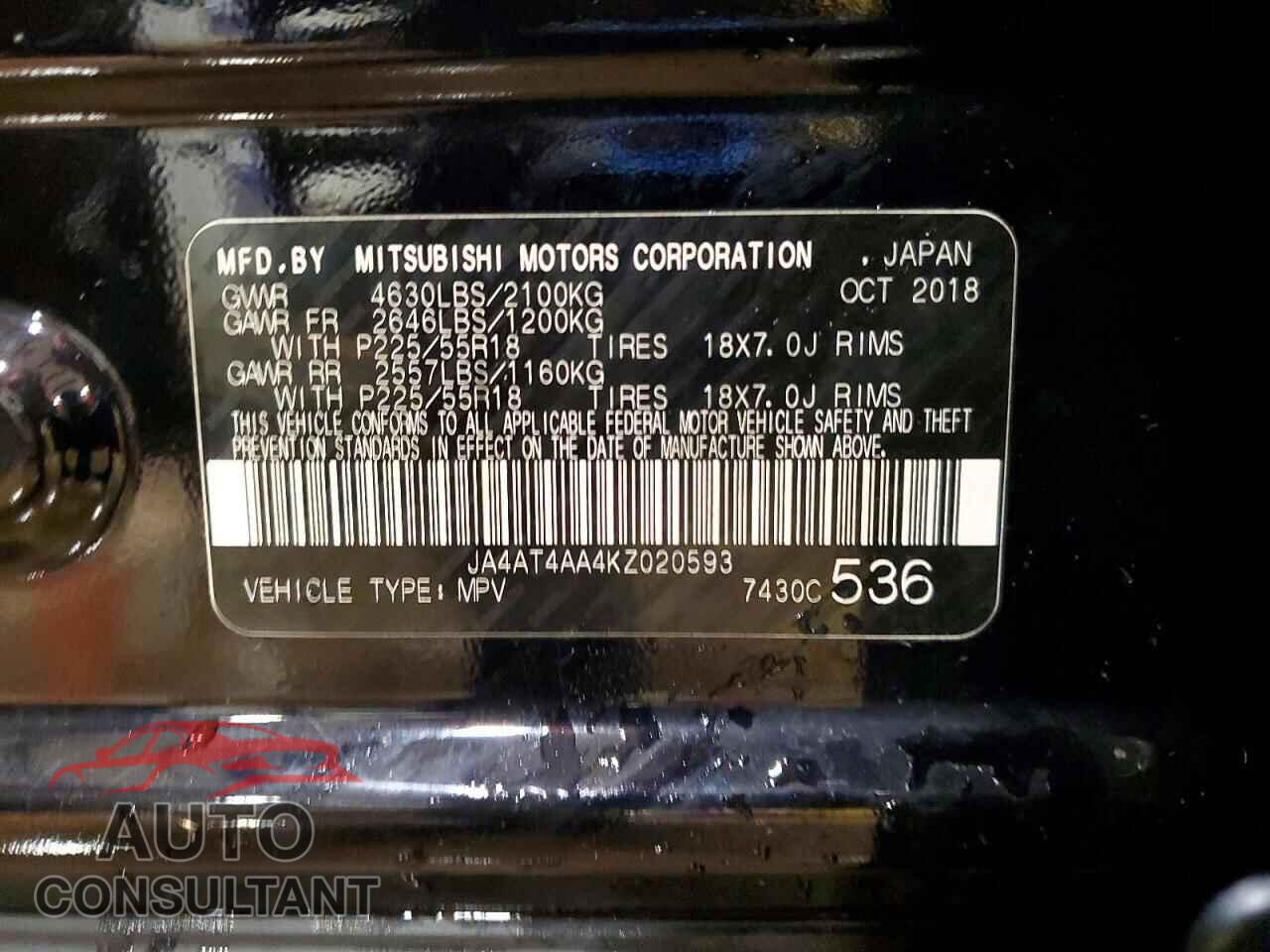 MITSUBISHI ECLIPSE 2019 - JA4AT4AA4KZ020593