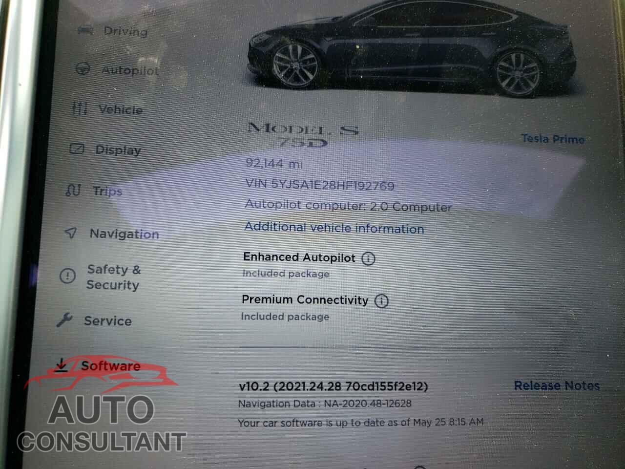 TESLA MODEL S 2017 - 5YJSA1E28HF192769
