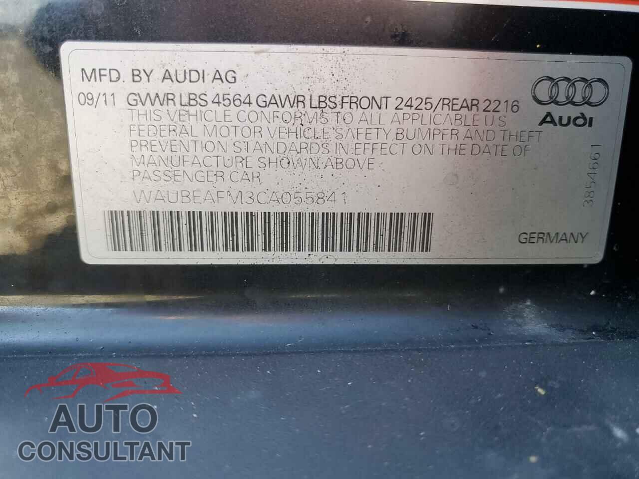 AUDI A3 2012 - WAUBEAFM3CA055841