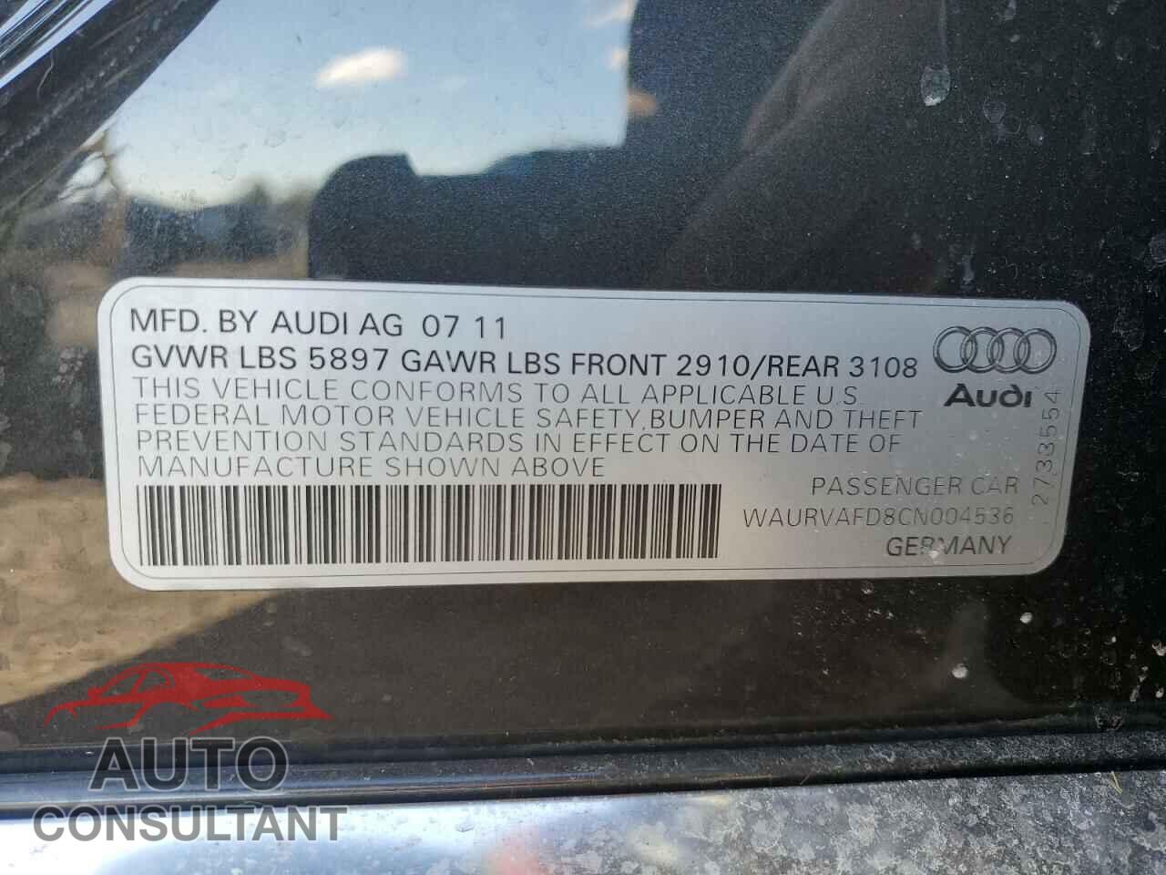 AUDI A8 2012 - WAURVAFD8CN004536