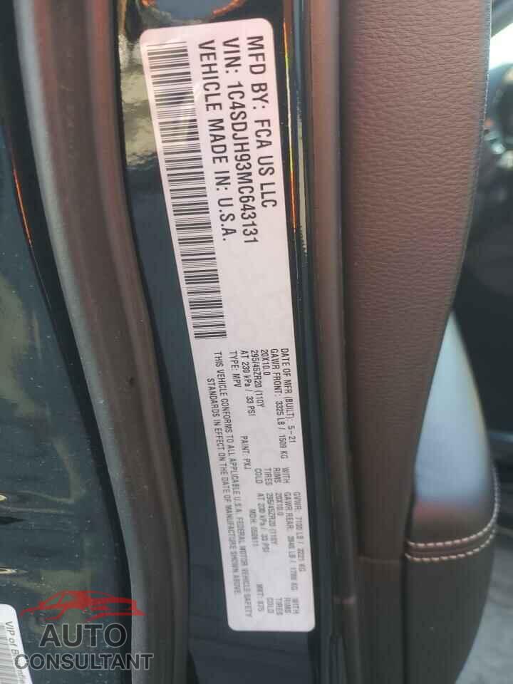 DODGE DURANGO 2021 - 1C4SDJH93MC643131
