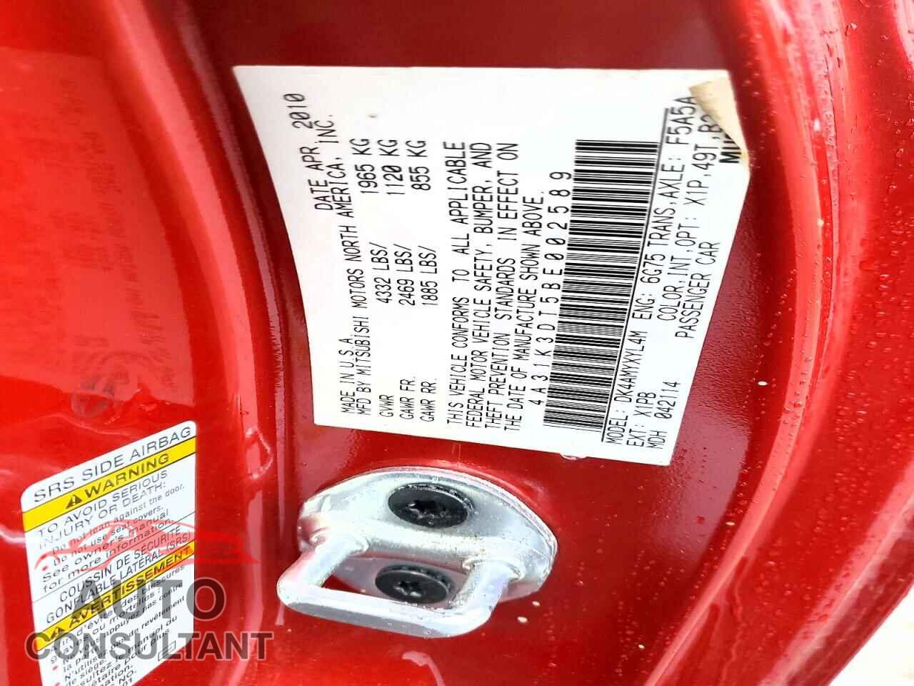 MITSUBISHI ECLIPSE 2011 - 4A31K3DT5BE002589