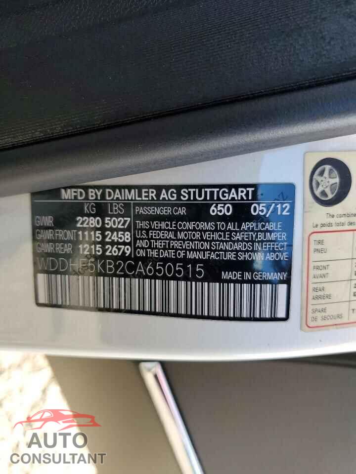 MERCEDES-BENZ E-CLASS 2012 - WDDHF5KB2CA650515