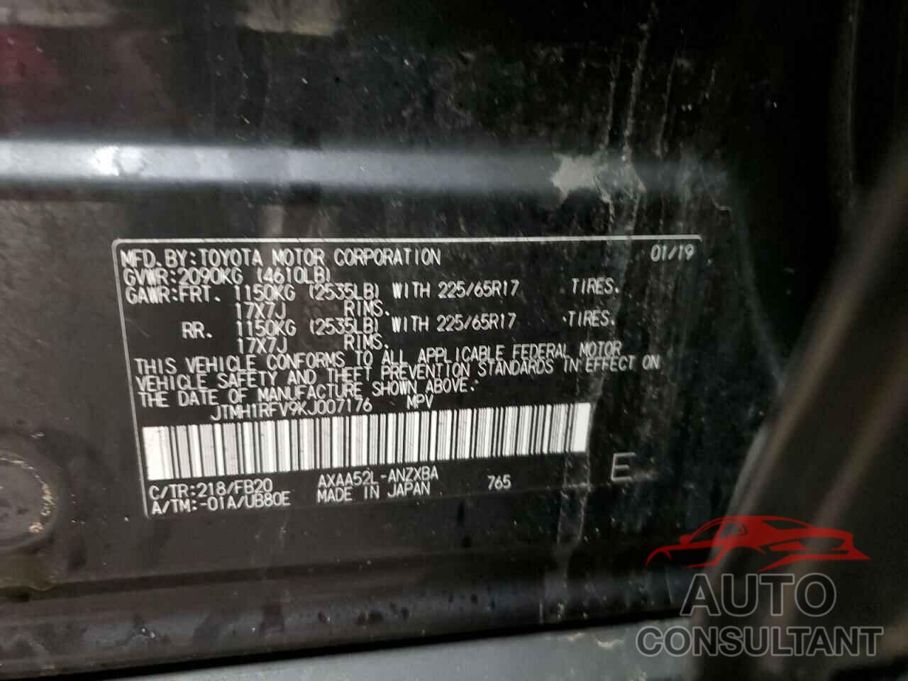 TOYOTA RAV4 2019 - JTMH1RFV9KJ007176