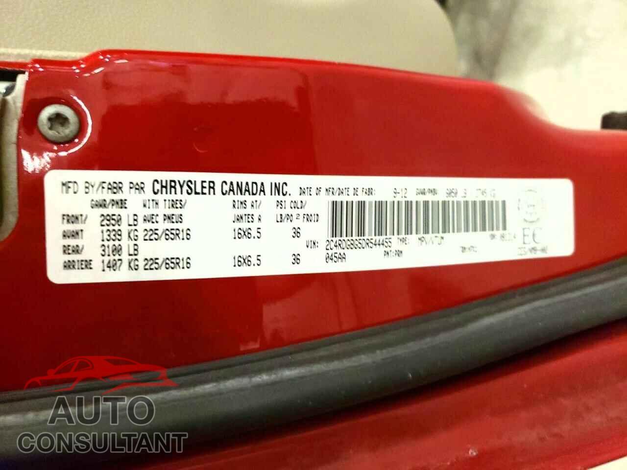 DODGE CARAVAN 2013 - 2C4RDGBG5DR544455