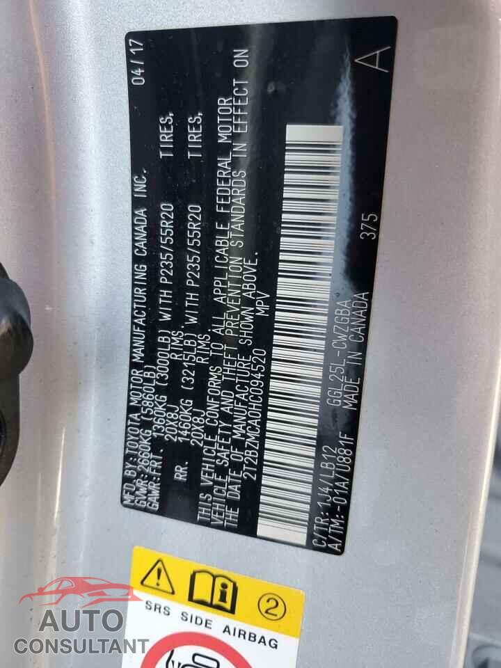 LEXUS RX350 2017 - 2T2BZMCA0HC094520