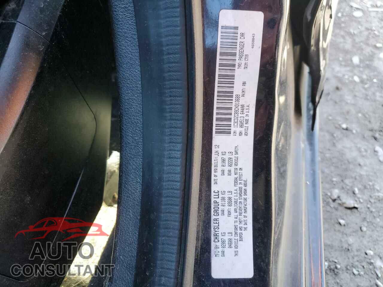 DODGE AVENGER 2012 - 1C3CDZCB9CN313689