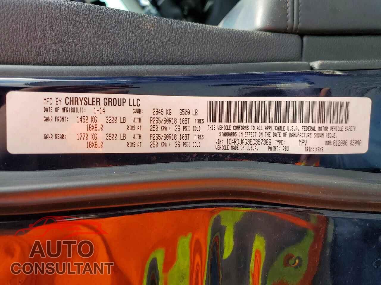 DODGE DURANGO 2014 - 1C4RDJAG3EC397366