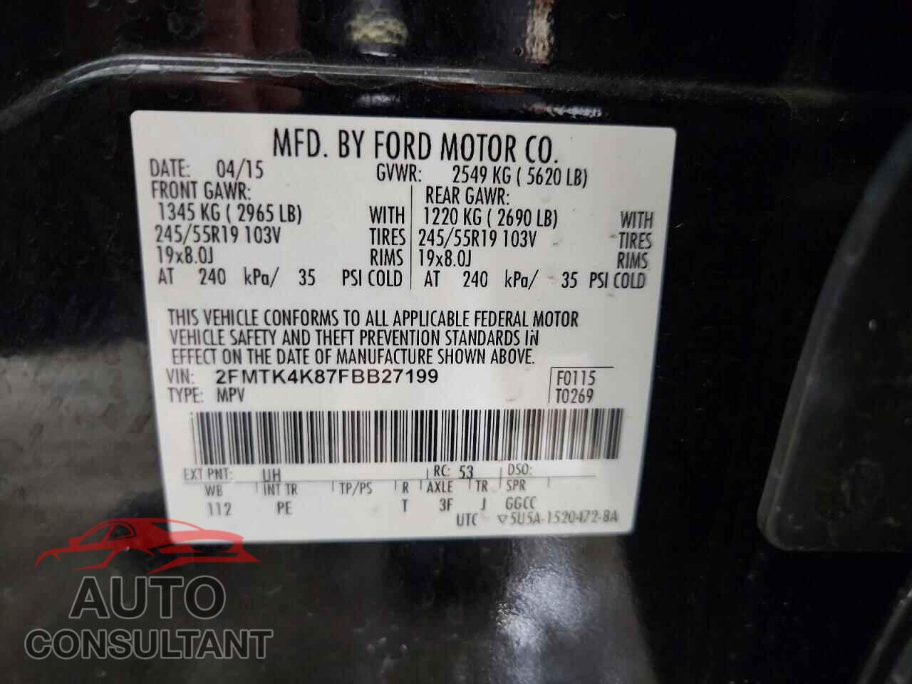 FORD EDGE 2015 - 2FMTK4K87FBB27199