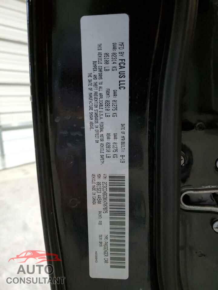 DODGE CHARGER 2019 - 2C3CDXBG3KH707875