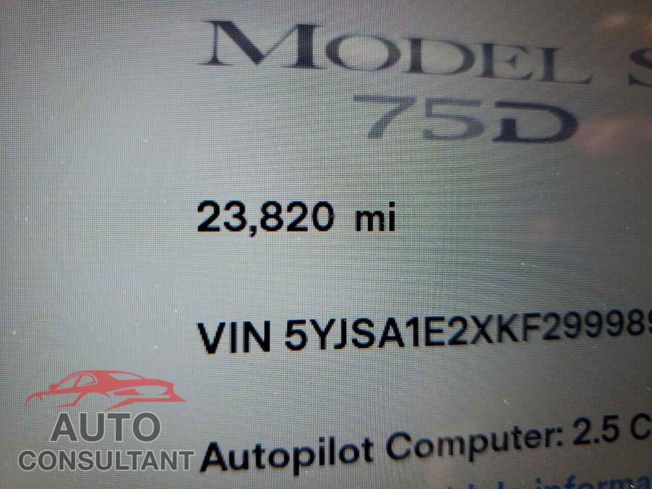 TESLA MODEL S 2019 - 5YJSA1E2XKF299989