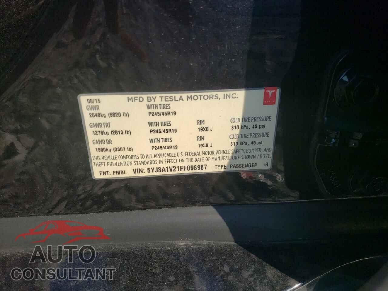TESLA MODEL S 2015 - 5YJSA1V21FF098987