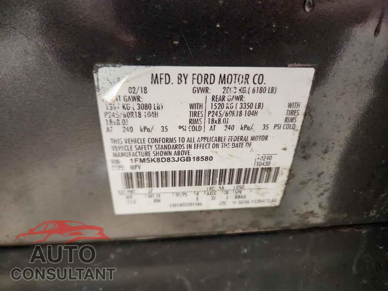 FORD EXPLORER 2018 - 1FM5K8D83JGB18580