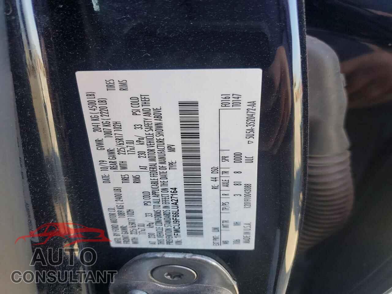 FORD ESCAPE 2020 - 1FMCU9F66LUA27164