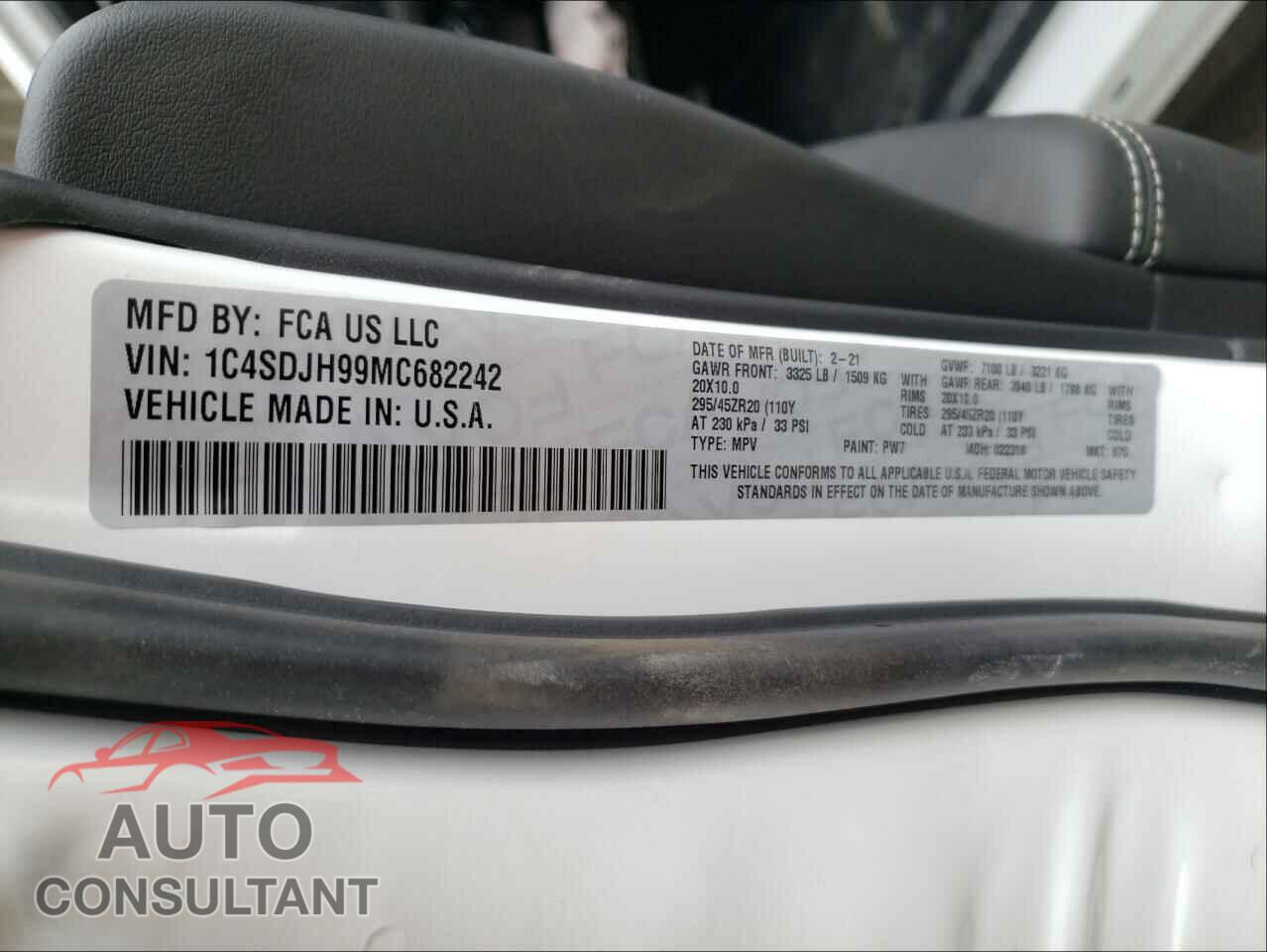DODGE DURANGO 2021 - 1C4SDJH99MC682242