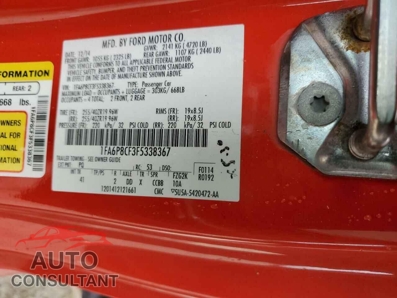 FORD MUSTANG 2015 - 1FA6P8CF3F5338367