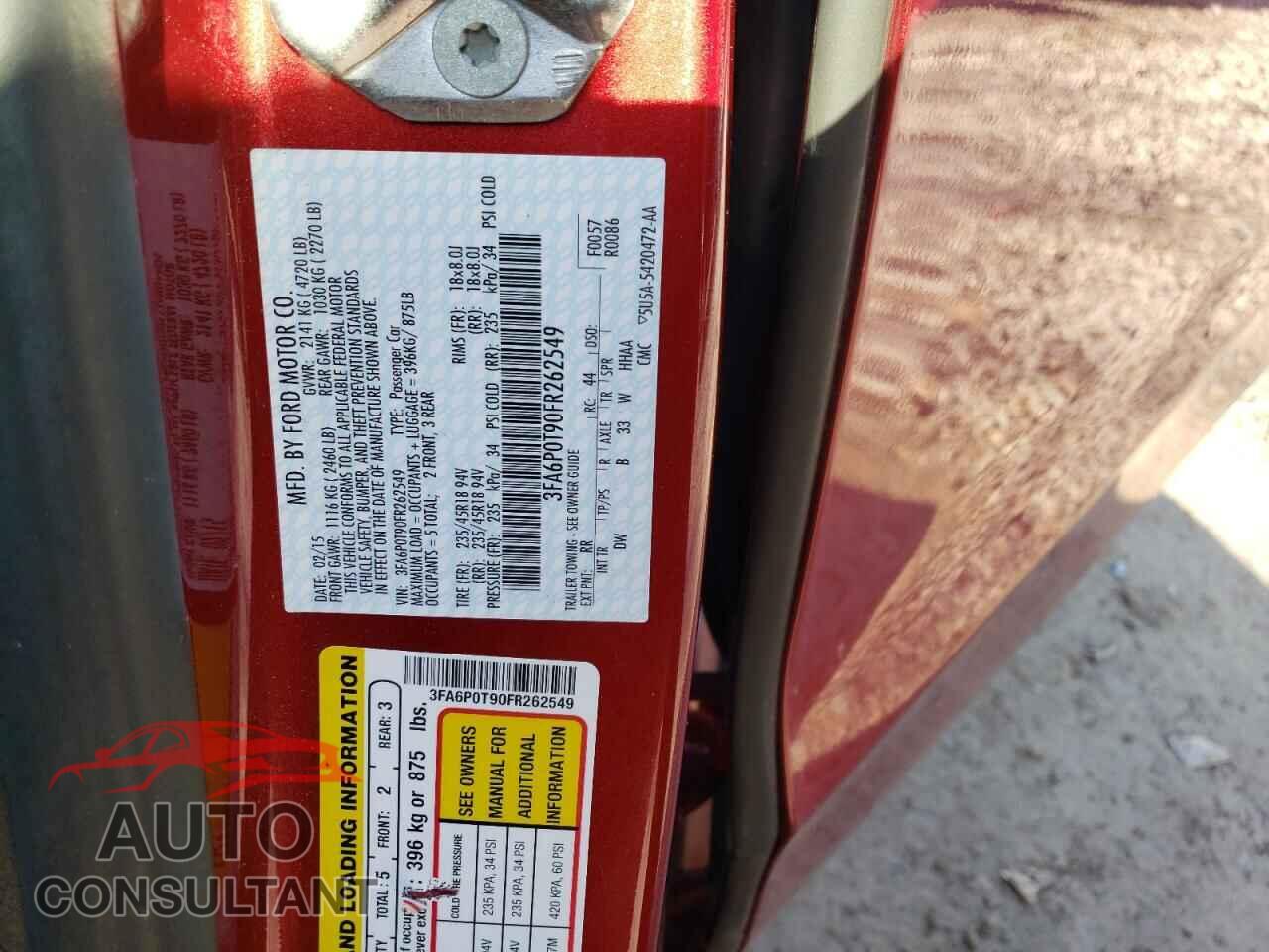 FORD FUSION 2015 - 3FA6P0T90FR262549