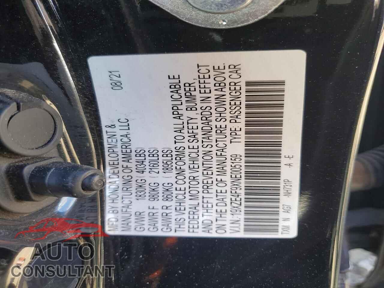 HONDA INSIGHT 2022 - 19XZE4F9XNE005159