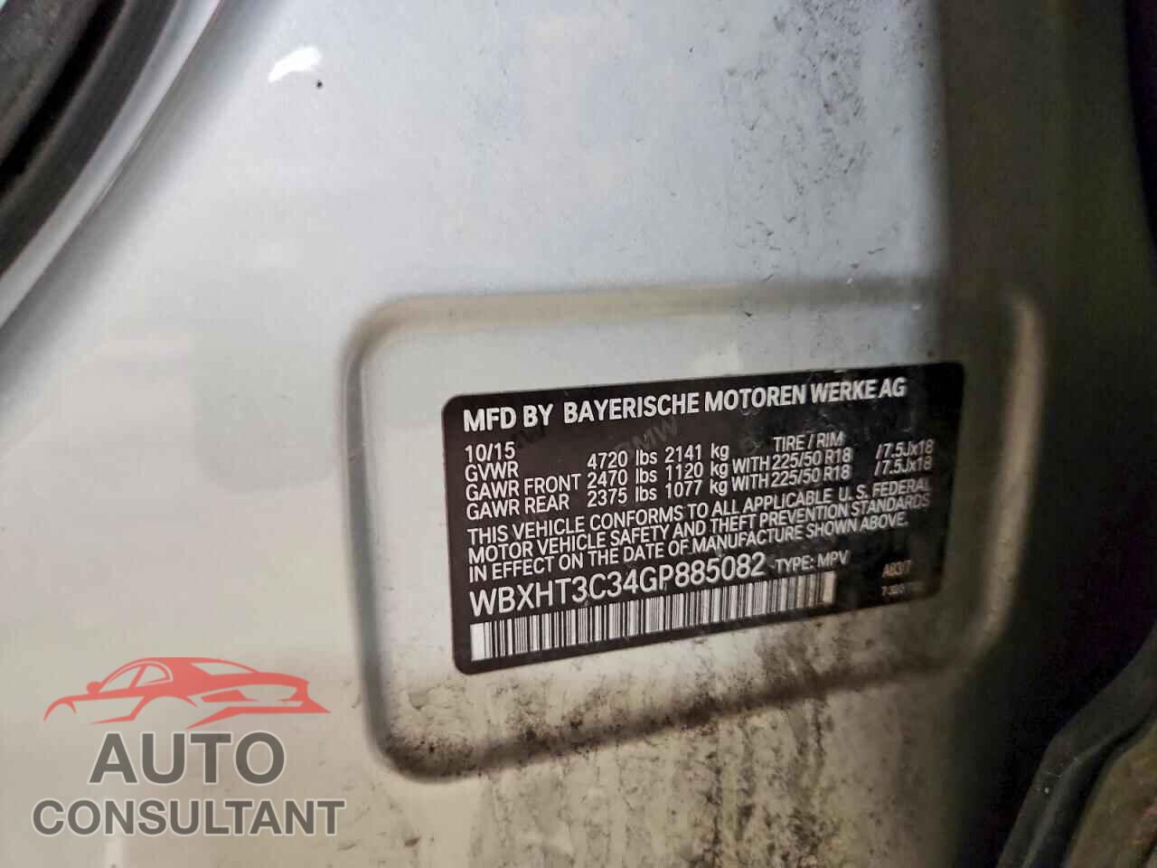 BMW X1 2016 - WBXHT3C34GP885082