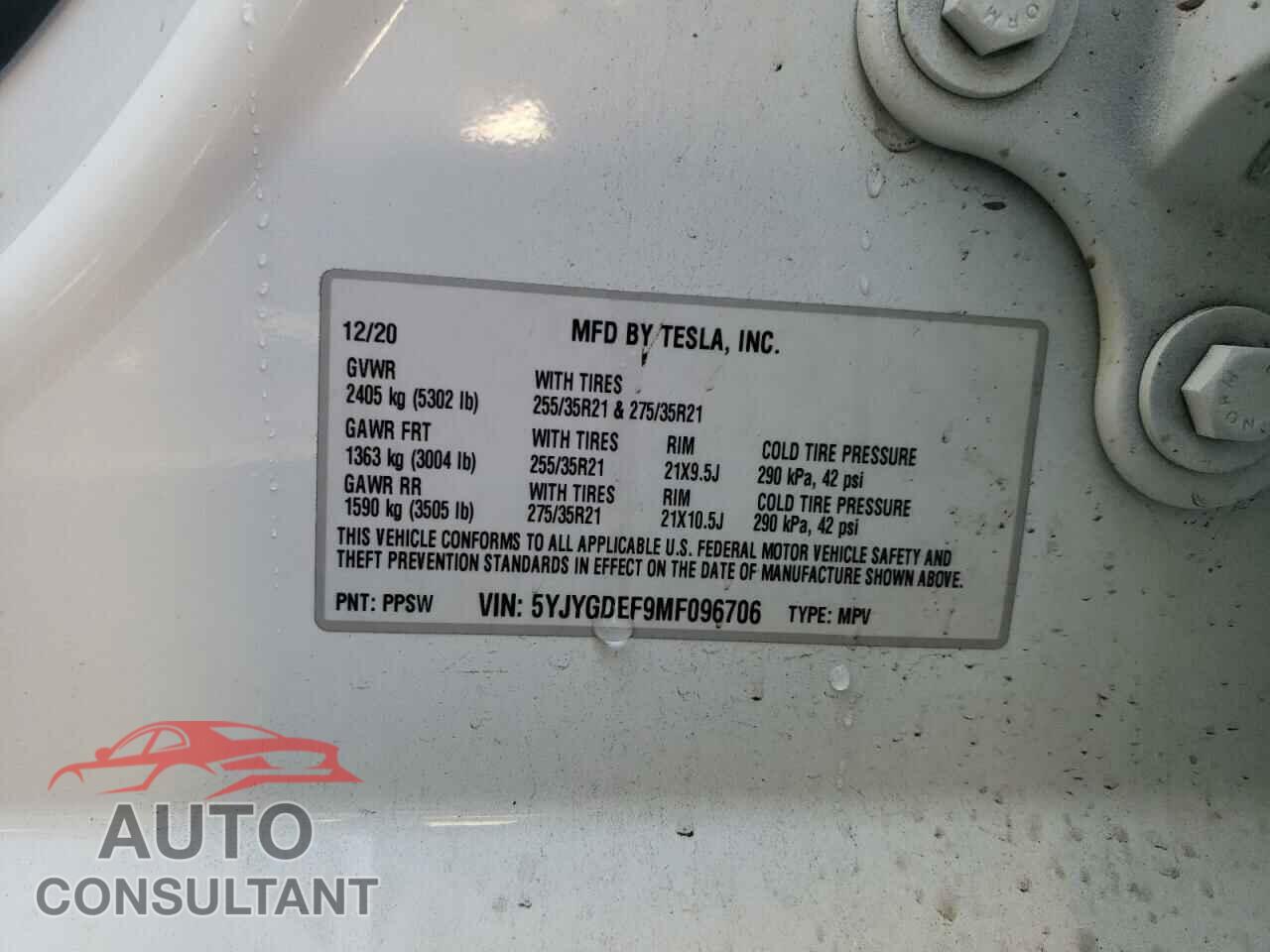 TESLA MODEL Y 2021 - 5YJYGDEF9MF096706