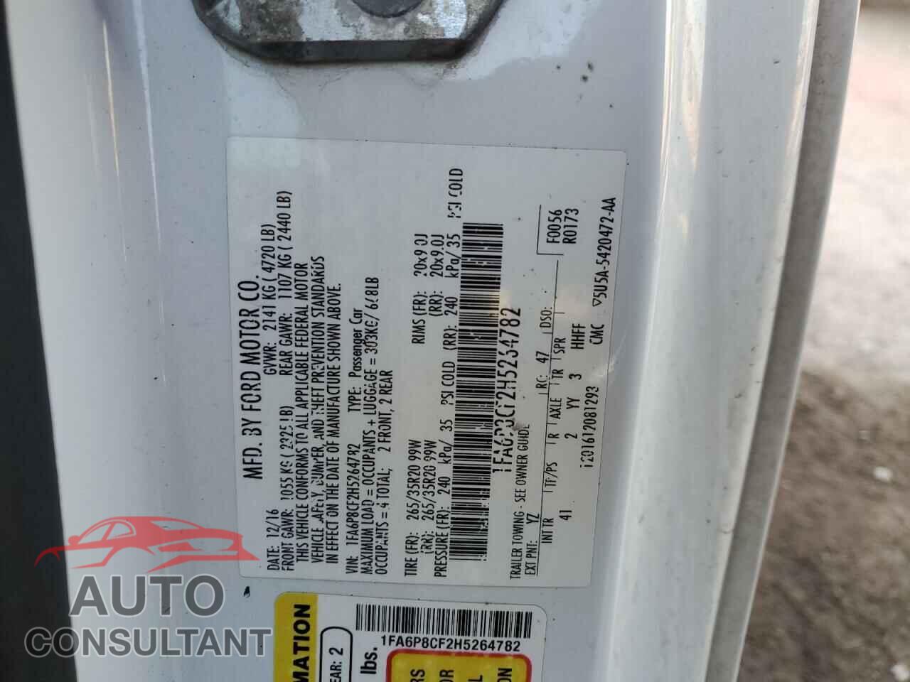 FORD MUSTANG 2017 - 1FA6P8CF2H5264782