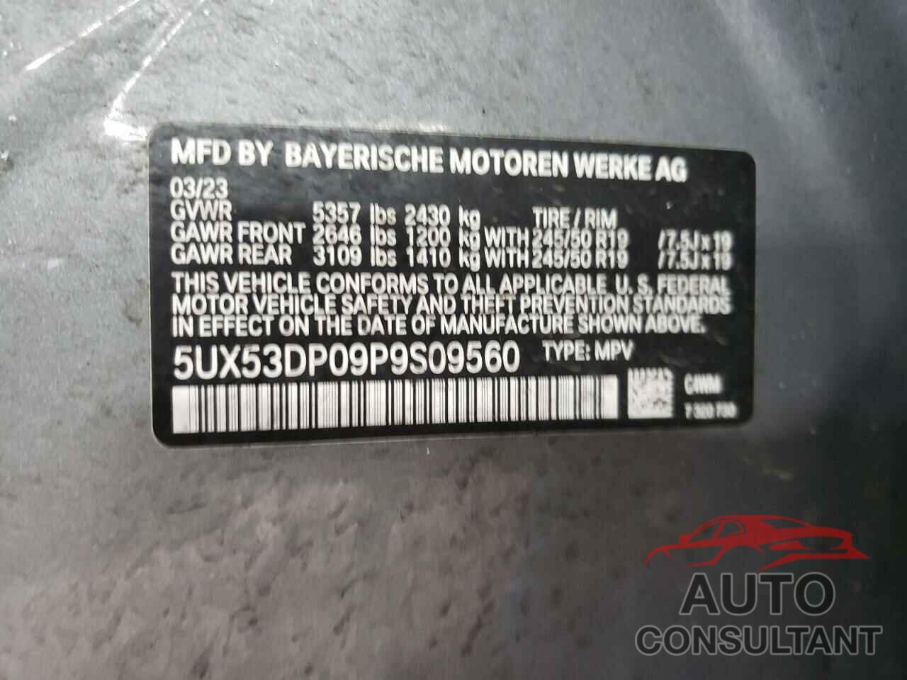 BMW X3 2023 - 5UX53DP09P9S09560