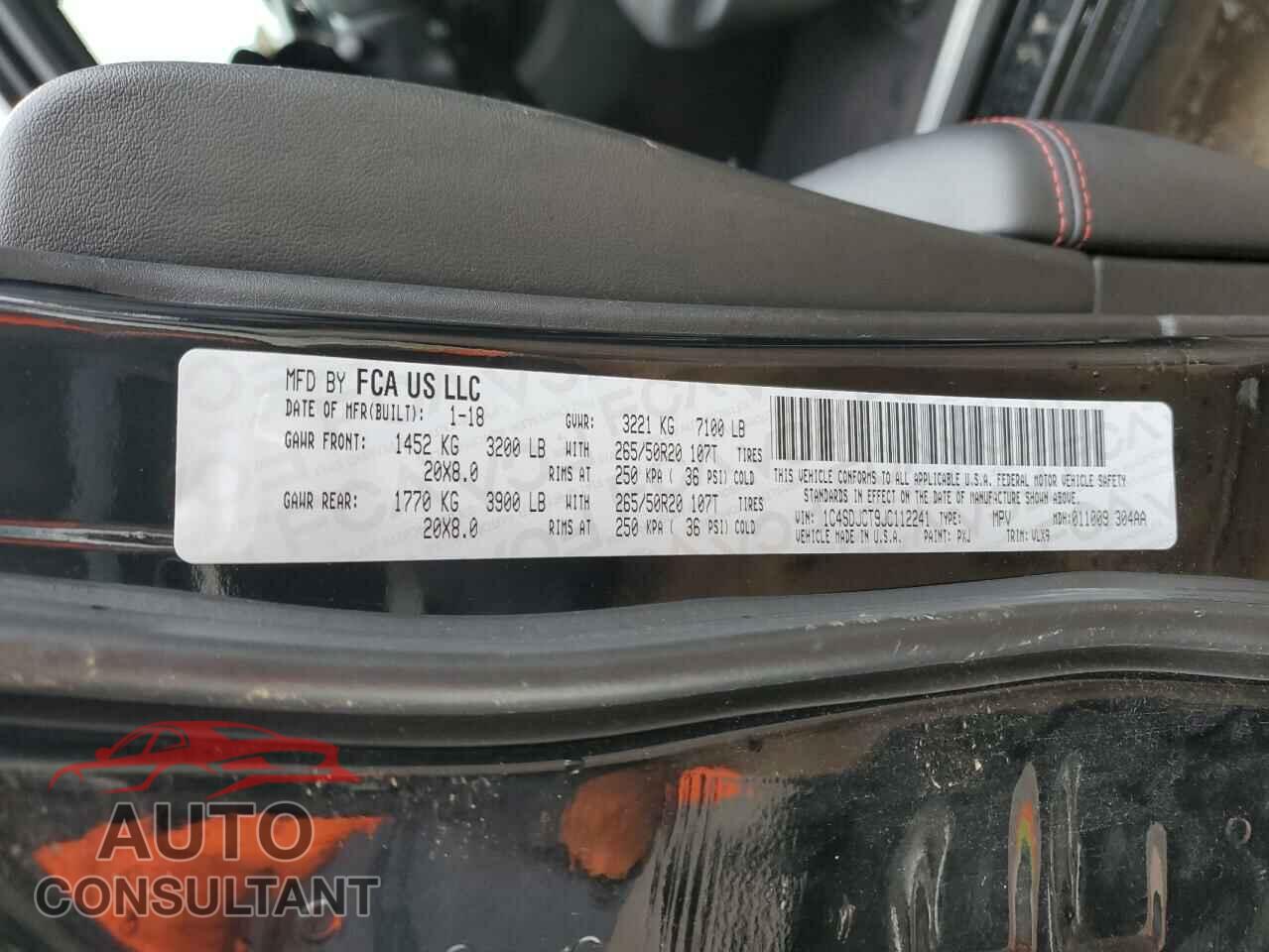 DODGE DURANGO 2018 - 1C4SDJCT9JC112241