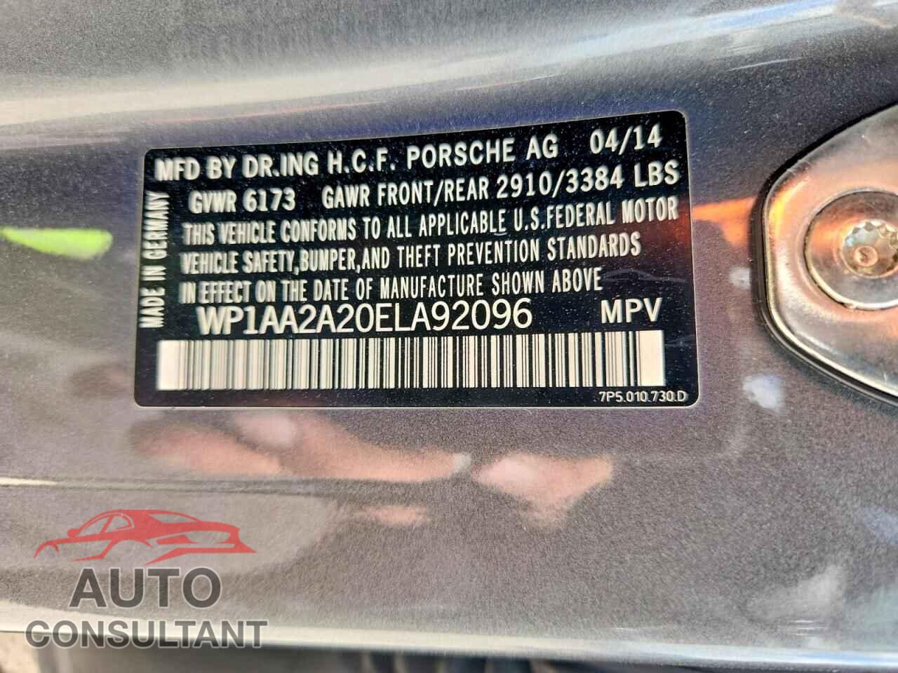 PORSCHE CAYENNE 2014 - WP1AA2A20ELA92096