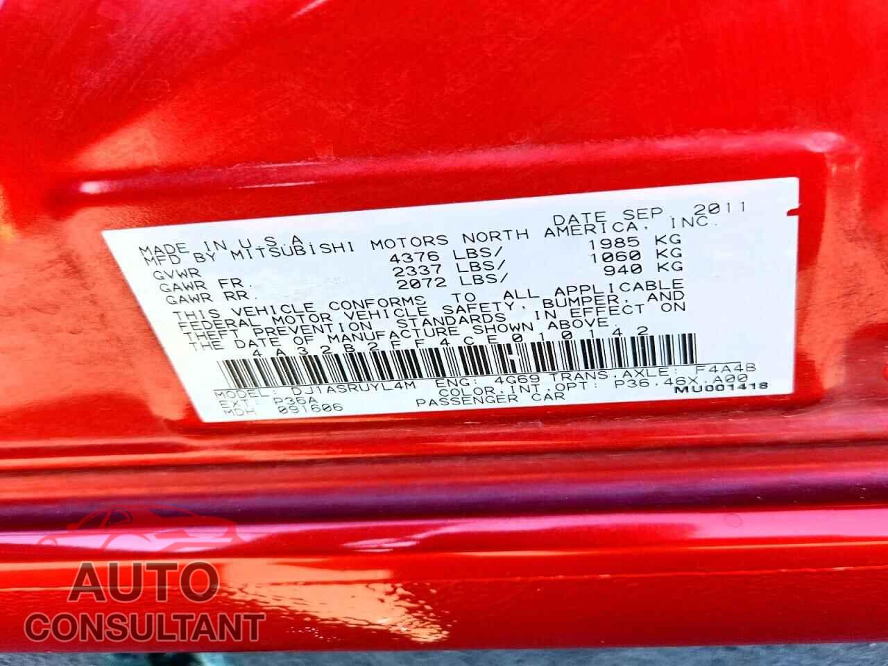 MITSUBISHI GALANT 2012 - 4A32B2FF4CE010142