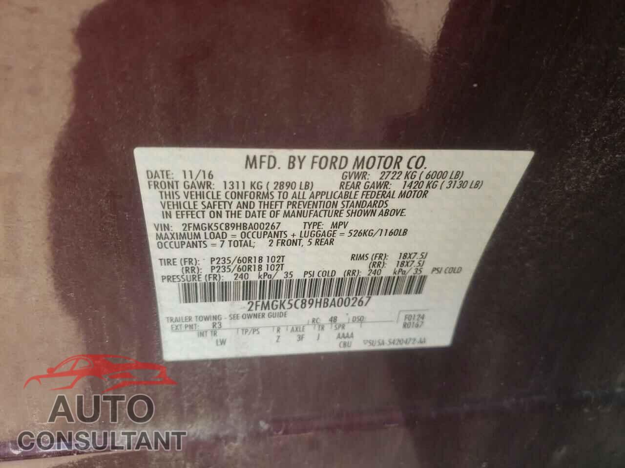 FORD FLEX 2017 - 2FMGK5C89HBA00267