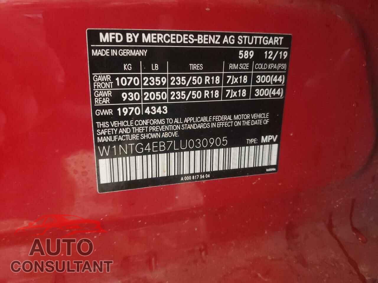 MERCEDES-BENZ GLA-CLASS 2020 - W1NTG4EB7LU030905