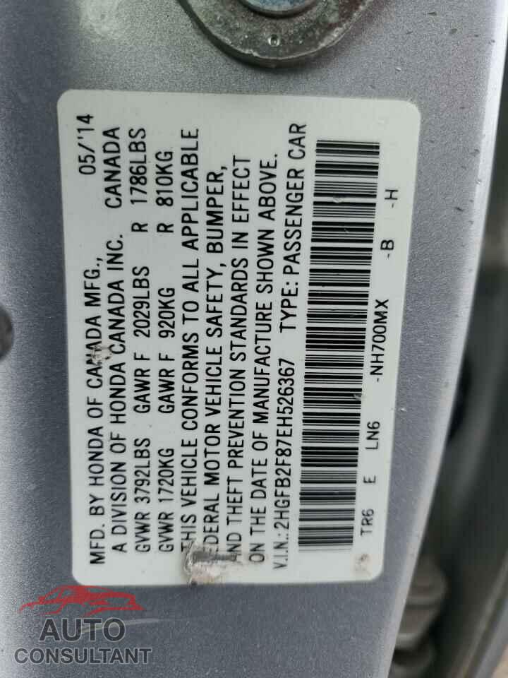 HONDA CIVIC 2014 - 2HGFB2F87EH526367
