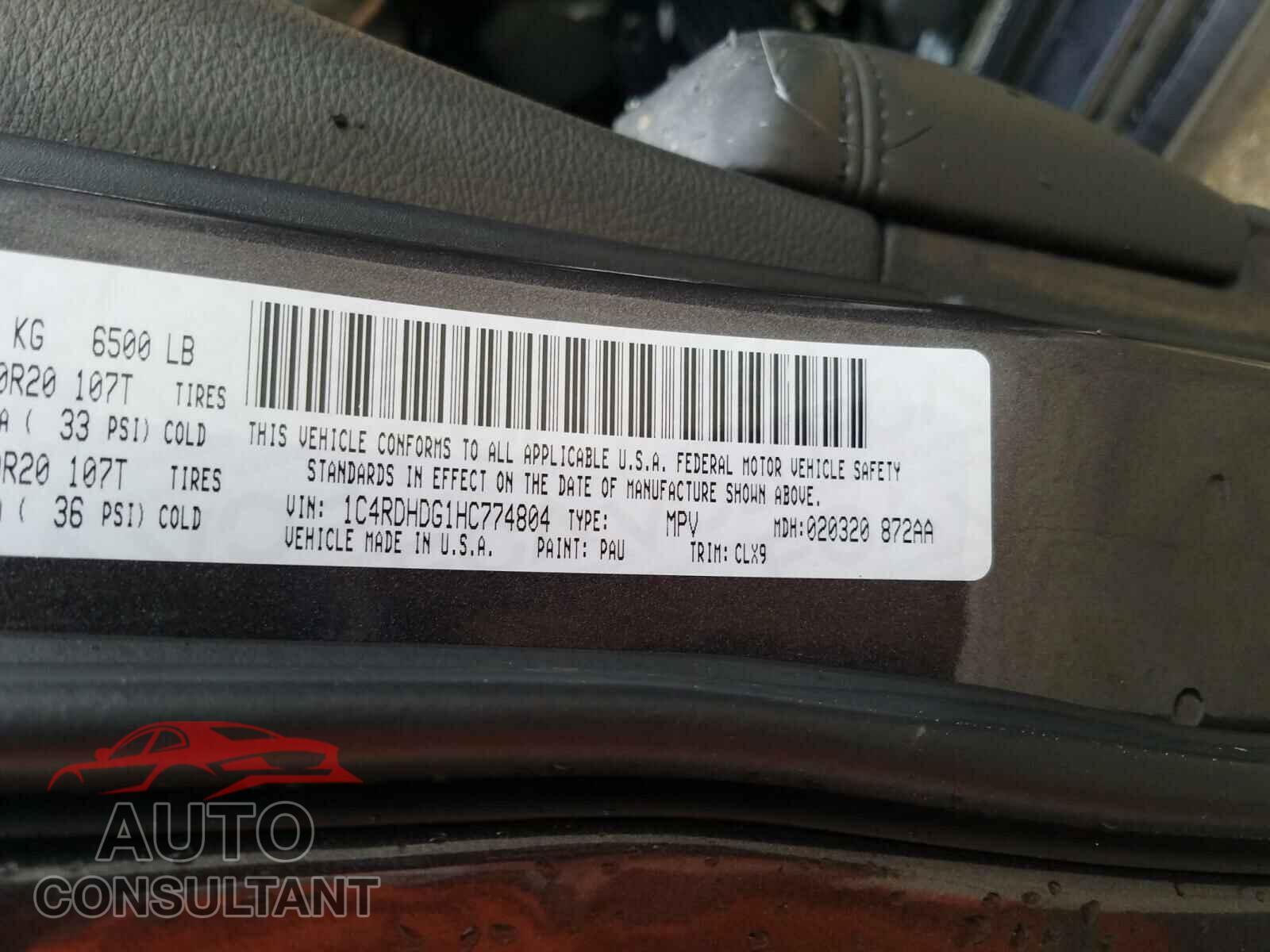 DODGE DURANGO 2017 - 1C4RDHDG1HC774804