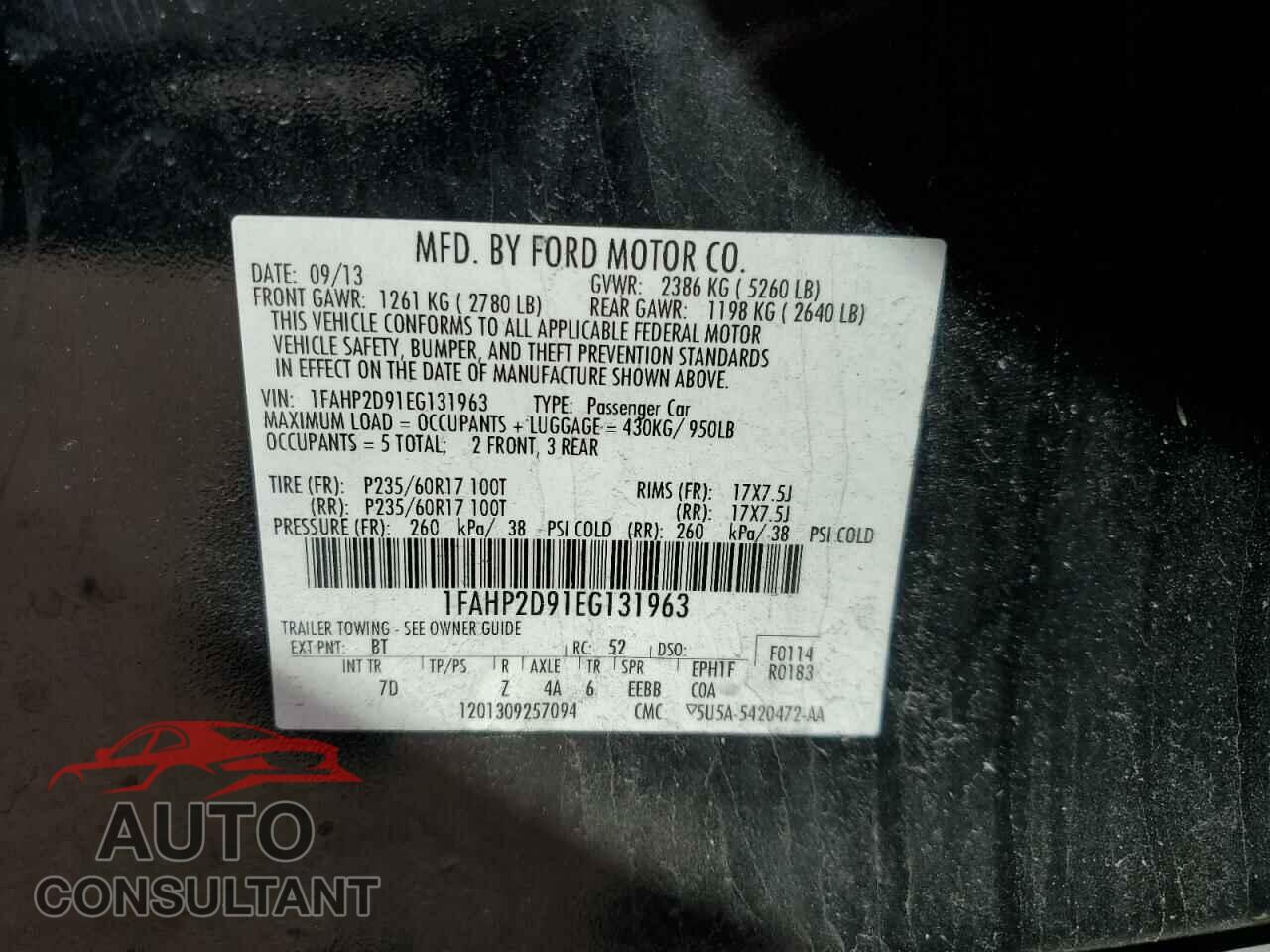 FORD TAURUS 2014 - 1FAHP2D91EG131963