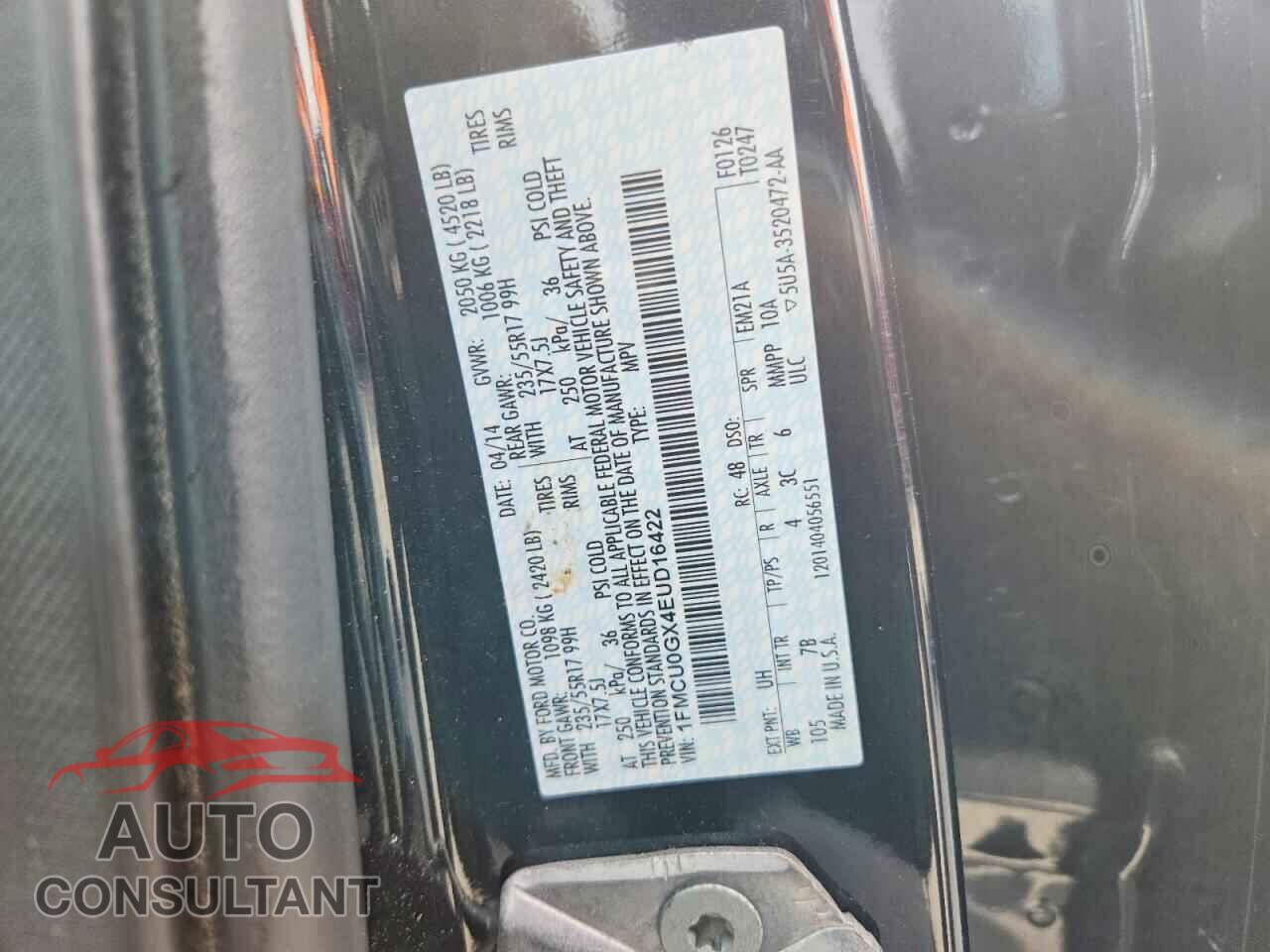 FORD ESCAPE 2014 - 1FMCU0GX4EUD16422