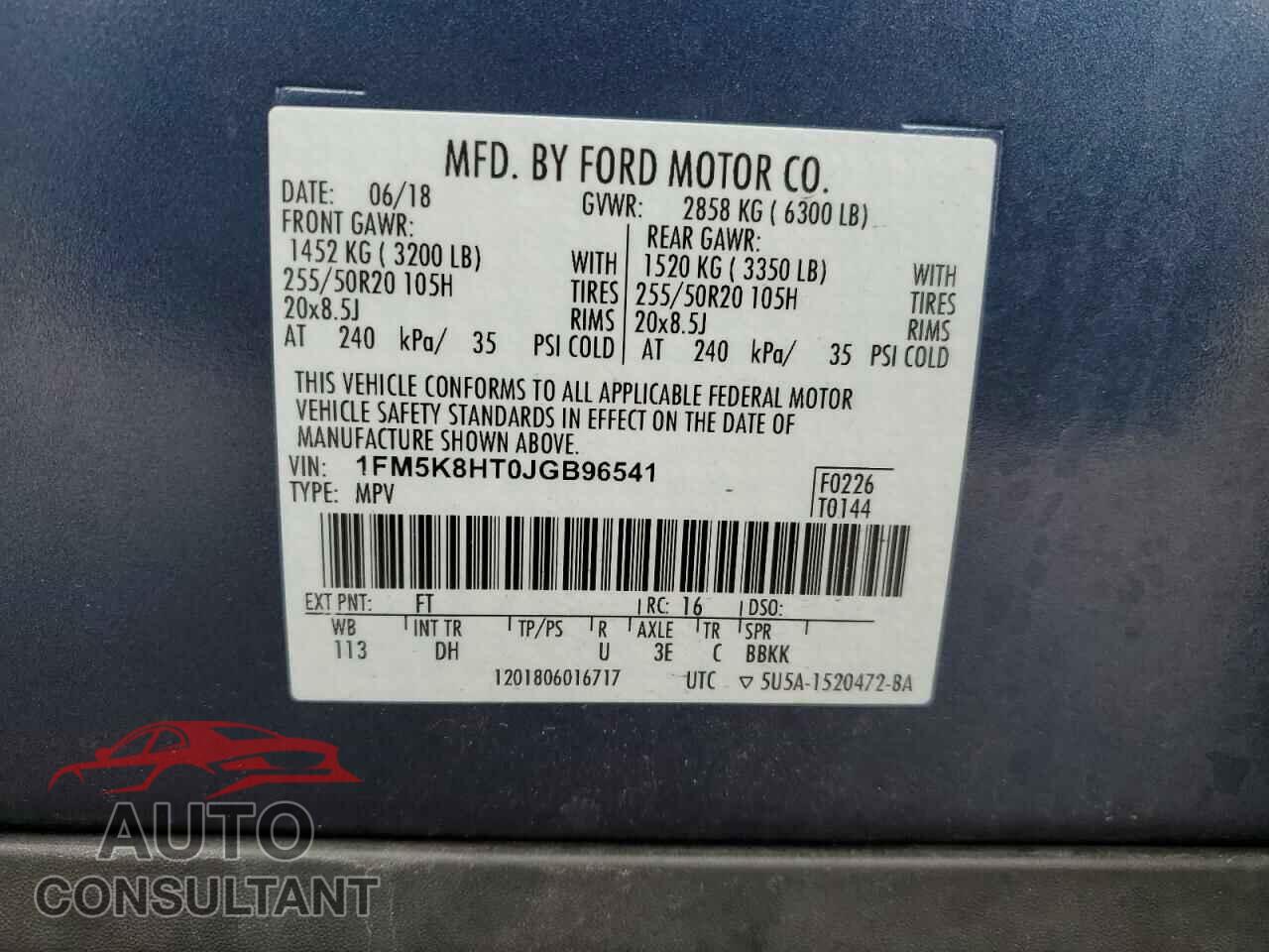 FORD EXPLORER 2018 - 1FM5K8HT0JGB96541