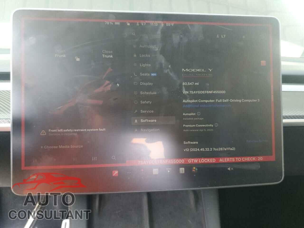 TESLA MODEL Y 2022 - 7SAYGDEF6NF455000