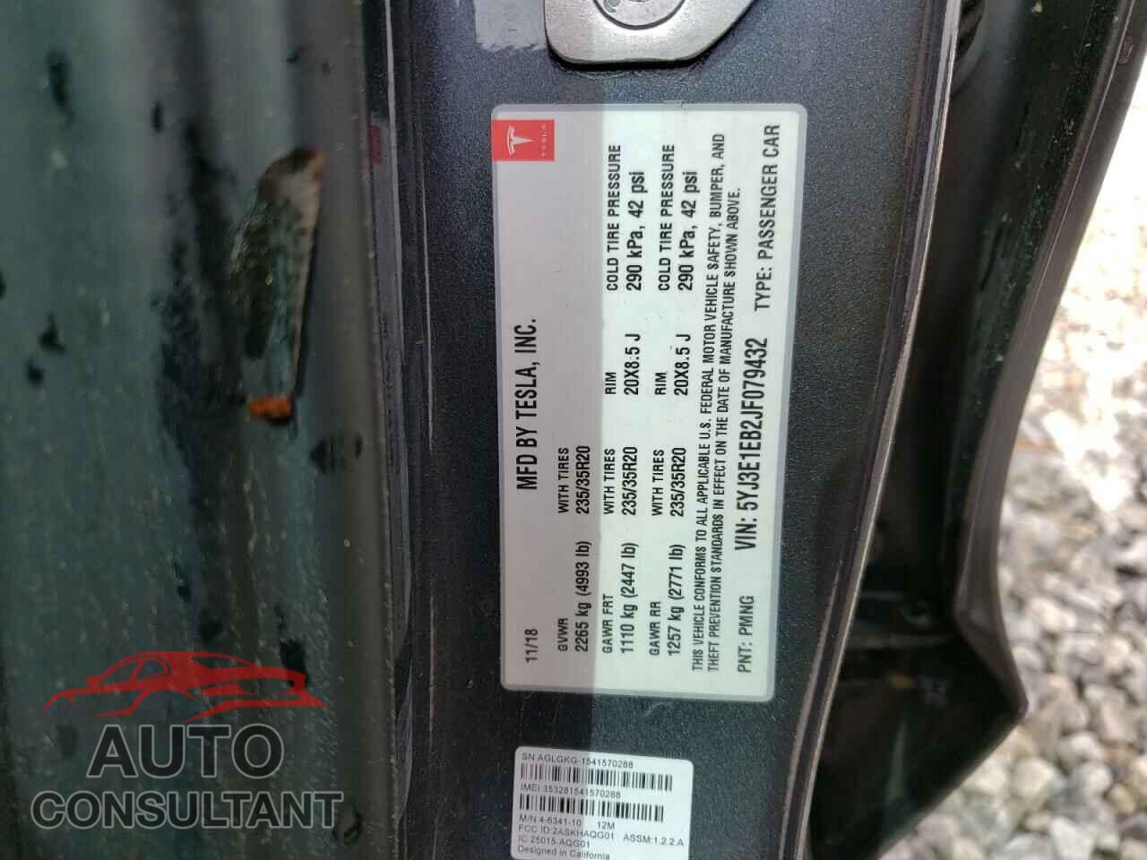 TESLA MODEL 3 2018 - 5YJ3E1EB2JF079432