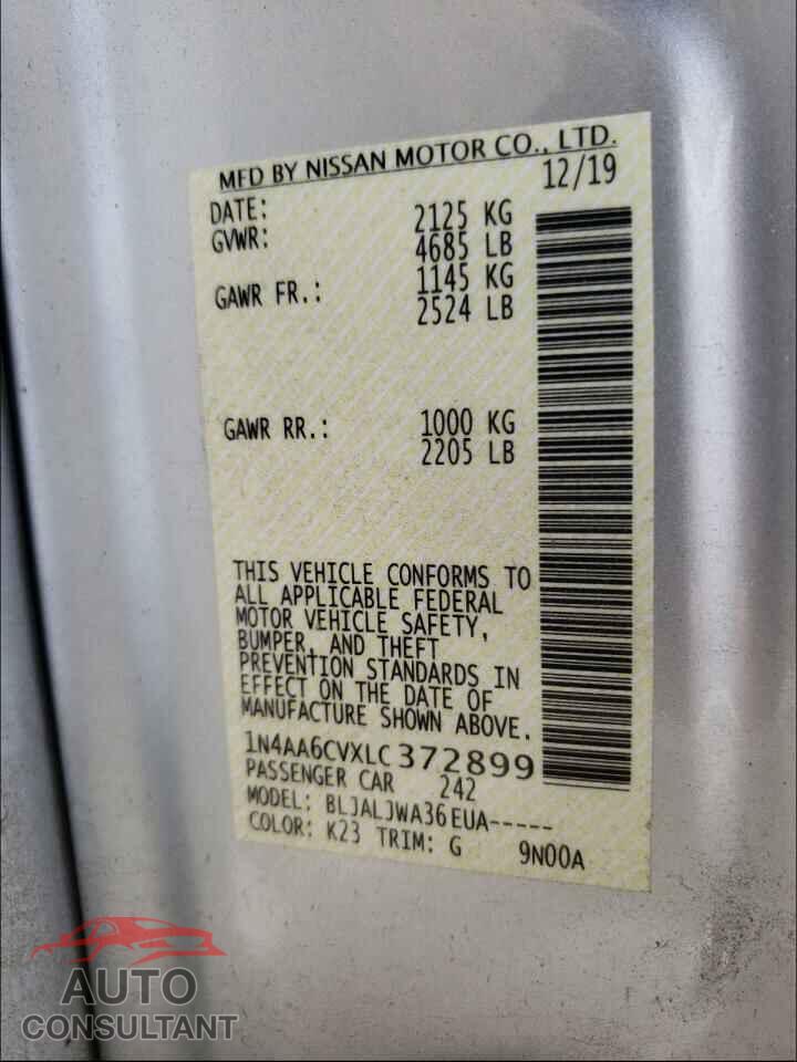NISSAN MAXIMA 2020 - 1N4AA6CVXLC372899