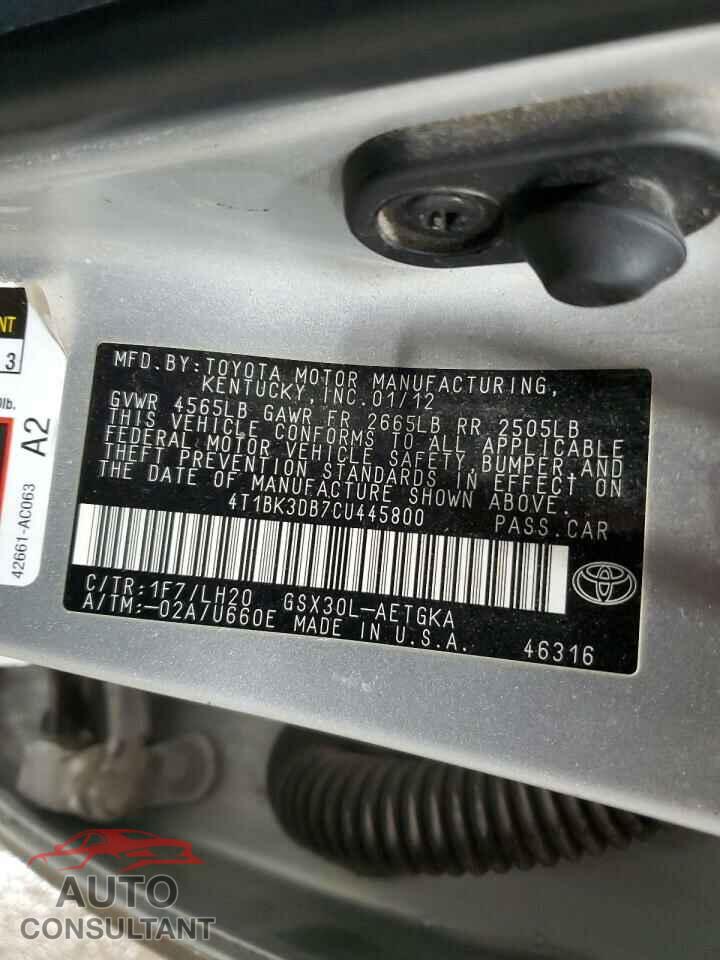 TOYOTA AVALON 2012 - 4T1BK3DB7CU445800