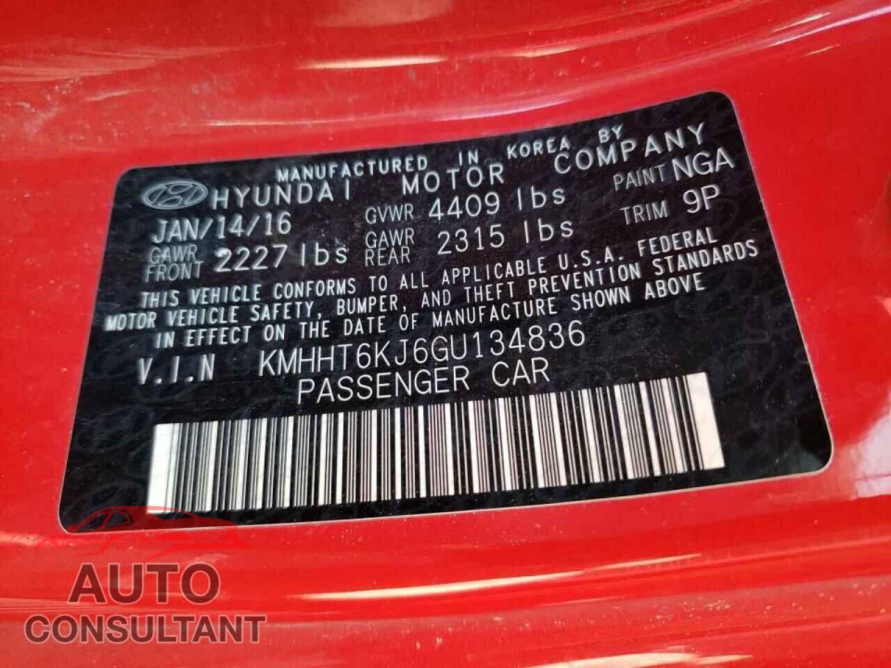 HYUNDAI GENESIS 2016 - KMHHT6KJ6GU134836