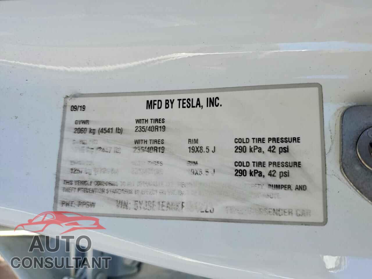 TESLA MODEL 3 2019 - 5YJ3E1EA0KF431223