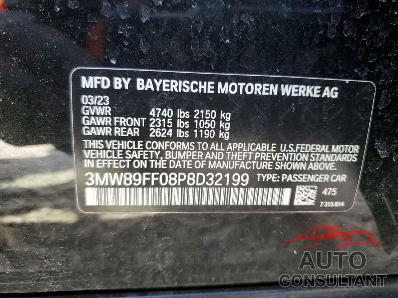 BMW 3 SERIES 2023 - 3MW89FF08P8D32199