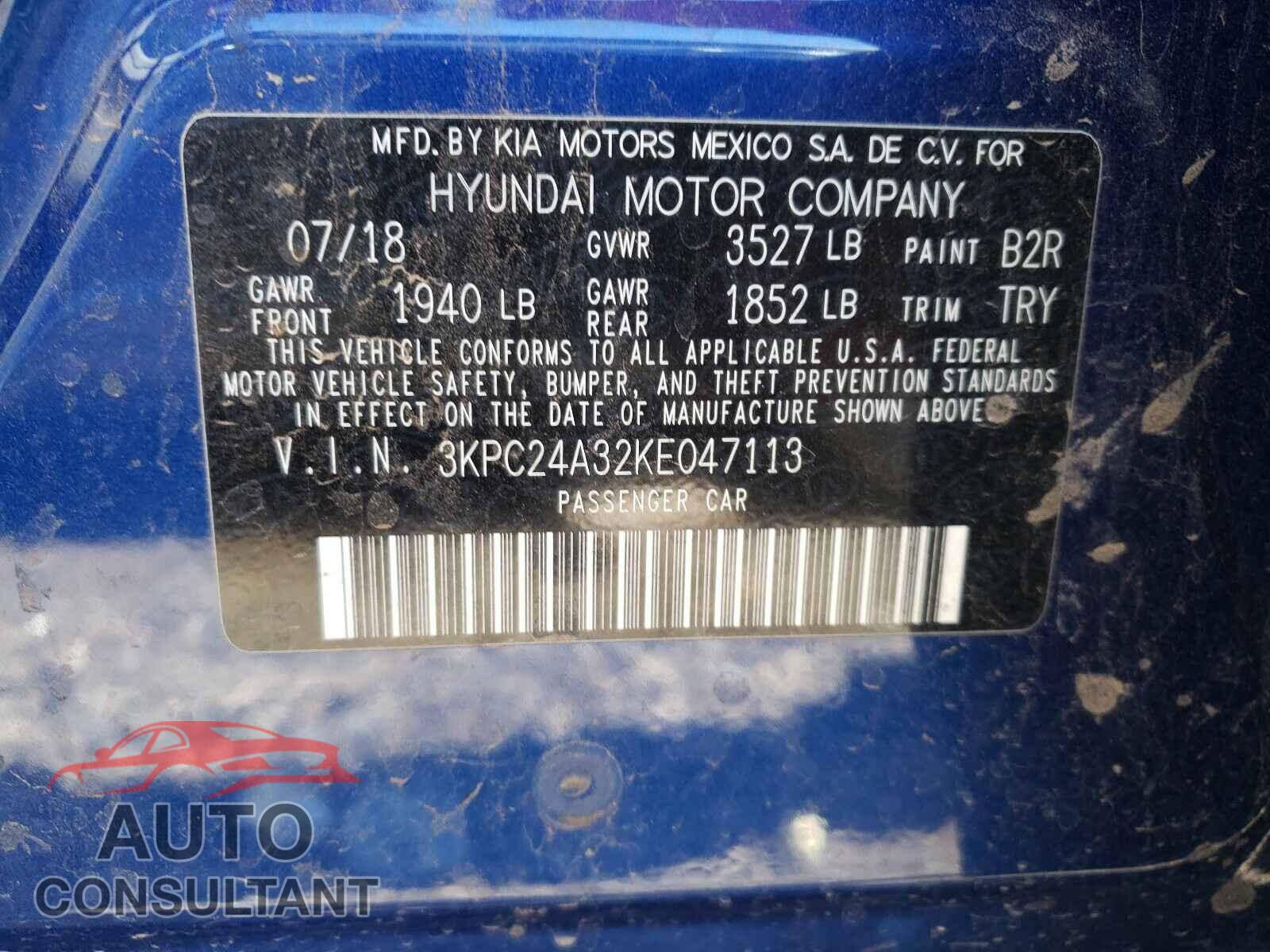 HYUNDAI ACCENT 2019 - 3KPC24A32KE047113
