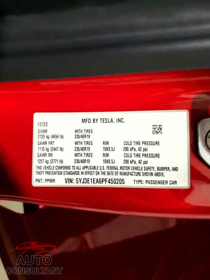 TESLA MODEL 3 2023 - 5YJ3E1EA6PF450205