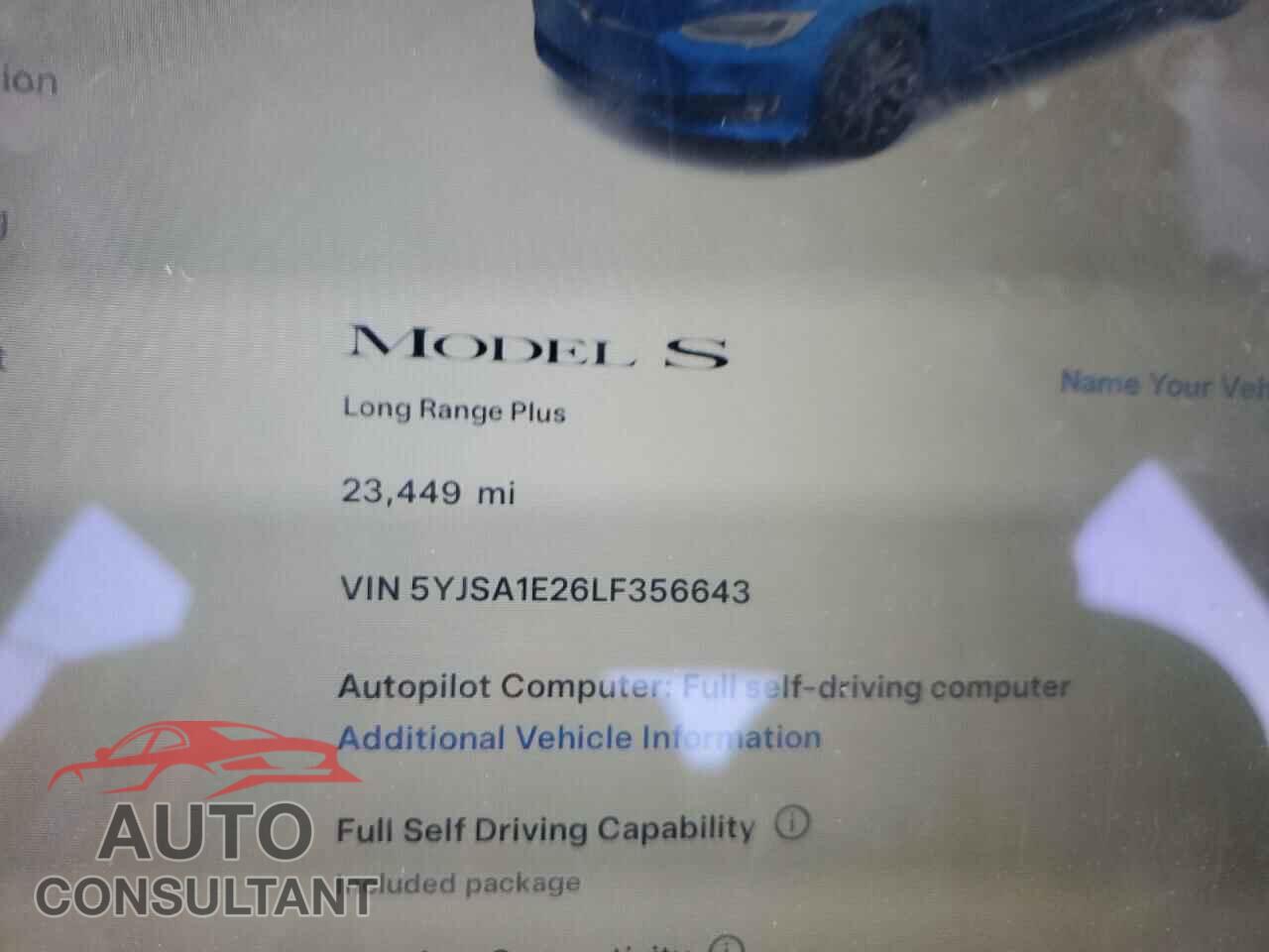 TESLA MODEL S 2020 - 5YJSA1E26LF356643